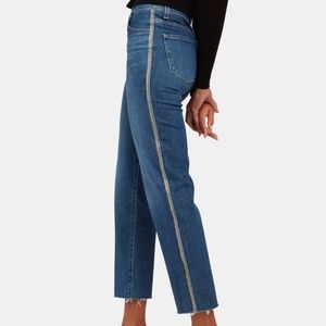 J BRAND Jules high rise ankle straight tuxedo stripe denim jean pants